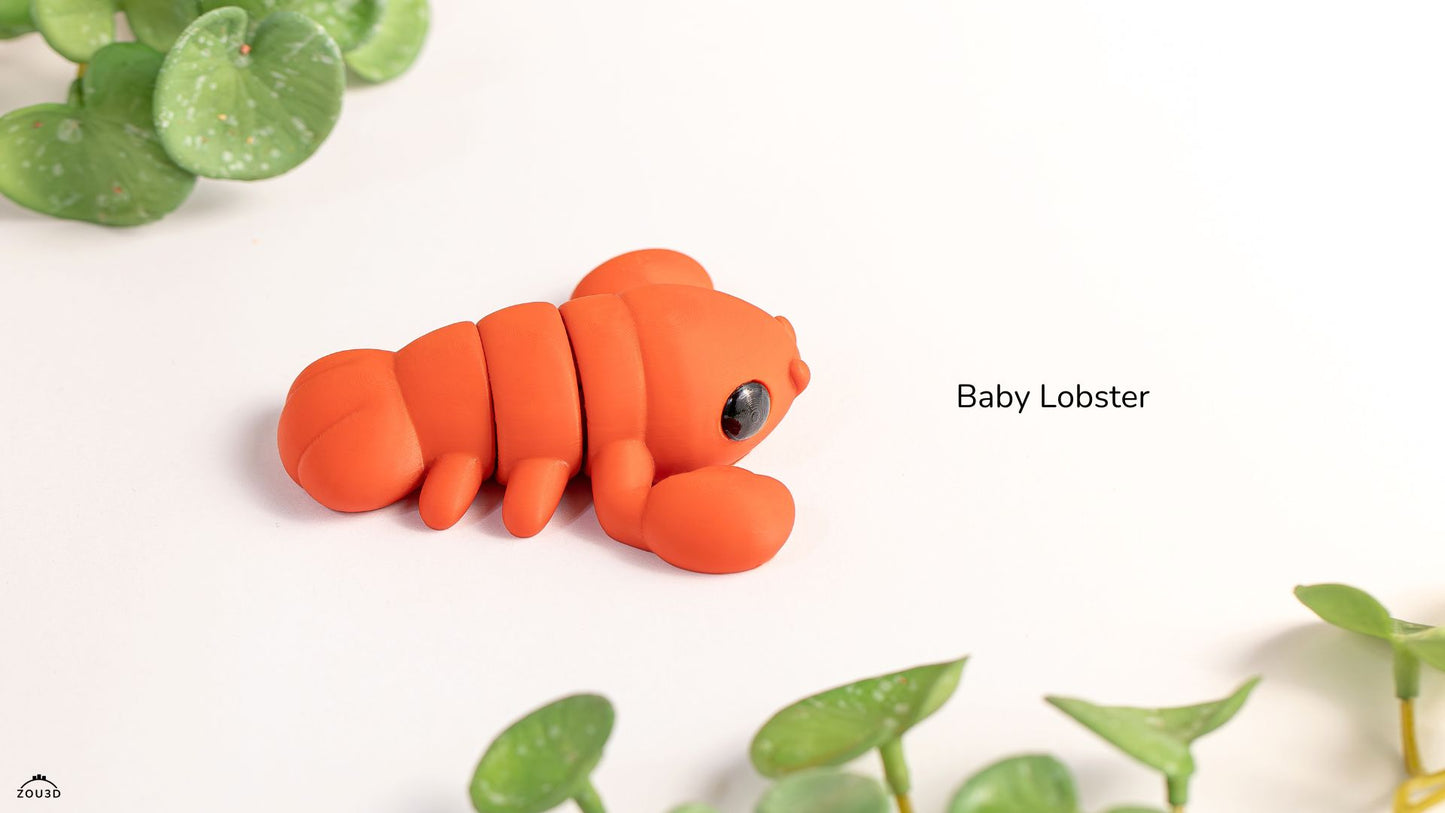3D Printed Baby Lobster Toy – Red Sea Creature Figure