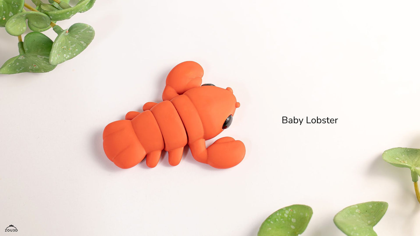 3D Printed Baby Lobster Toy – Red Sea Creature Figure