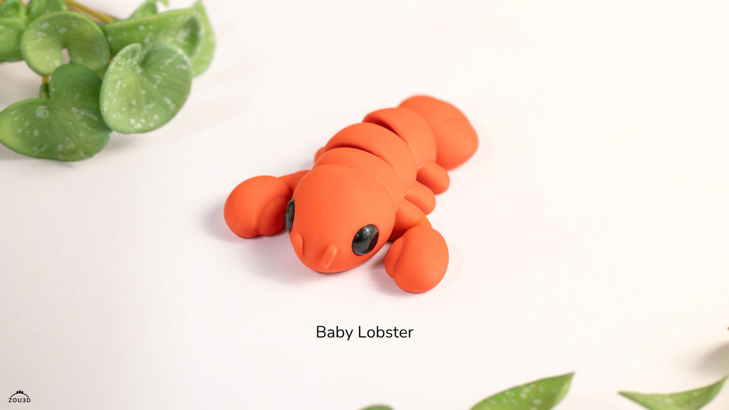 3D Printed Baby Lobster Toy – Red Sea Creature Figure
