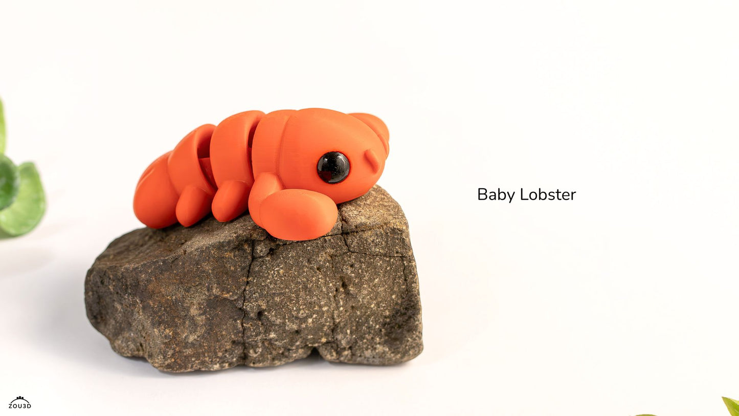 3D Printed Baby Lobster Toy – Red Sea Creature Figure