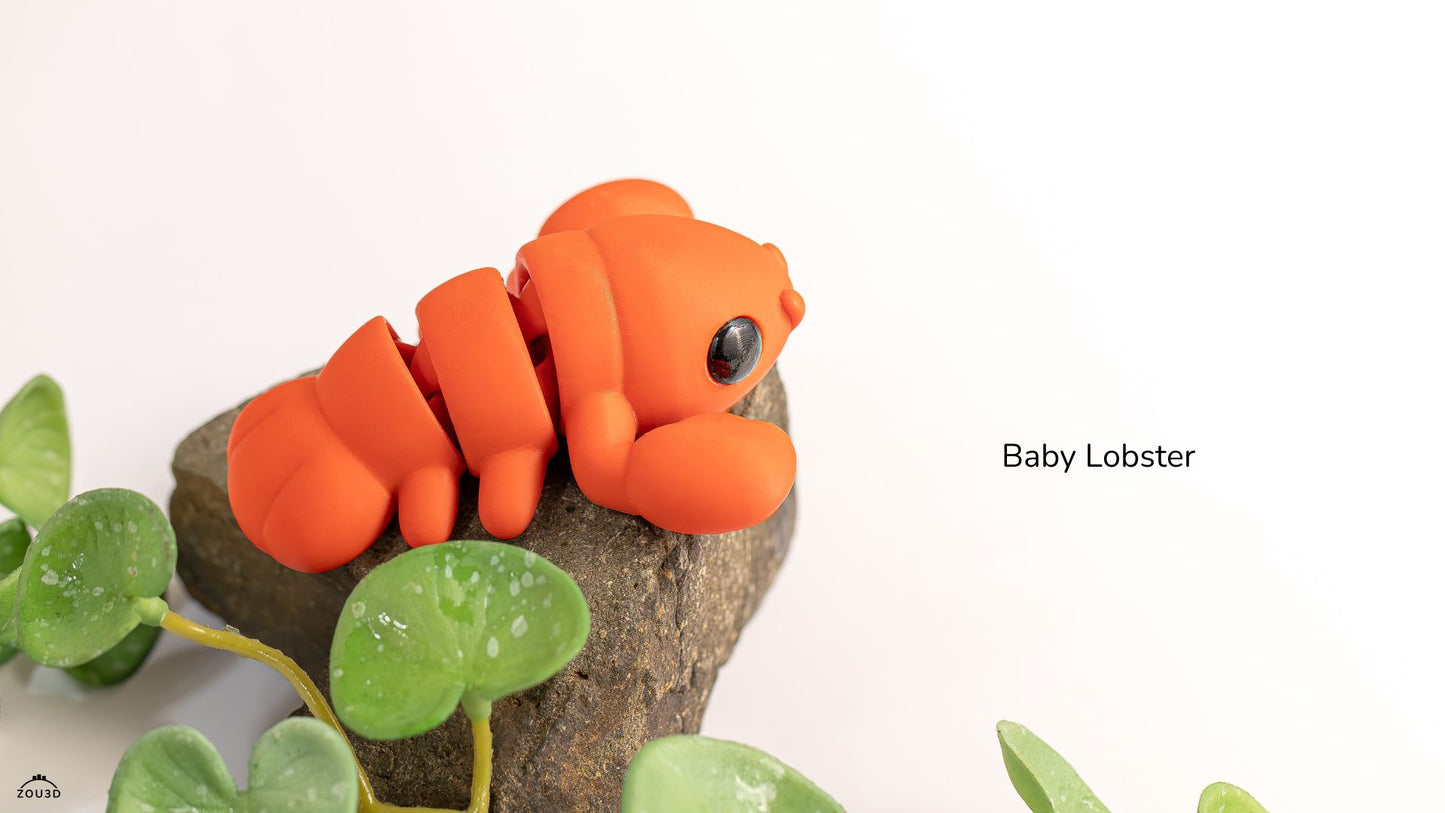 3D Printed Baby Lobster Toy – Red Sea Creature Figure