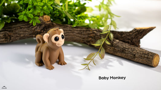 Baby Monkey Keychain – Brown Jungle Animal in 3D Print