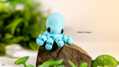 3D Printed Baby Octopus Toy – Cute Blue Ocean Creature