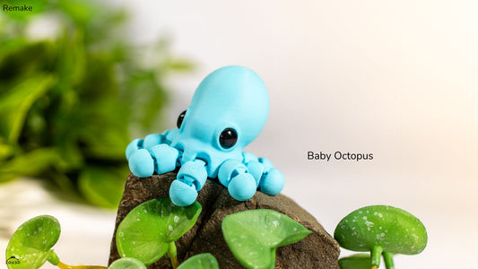 3D Printed Baby Octopus Toy – Cute Blue Ocean Creature